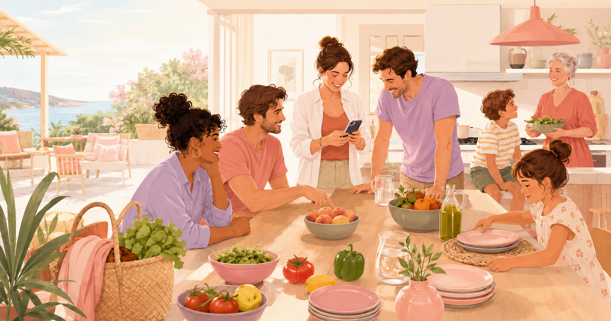 Organiser des vacances à plusieurs : repas, courses et tâches partagés