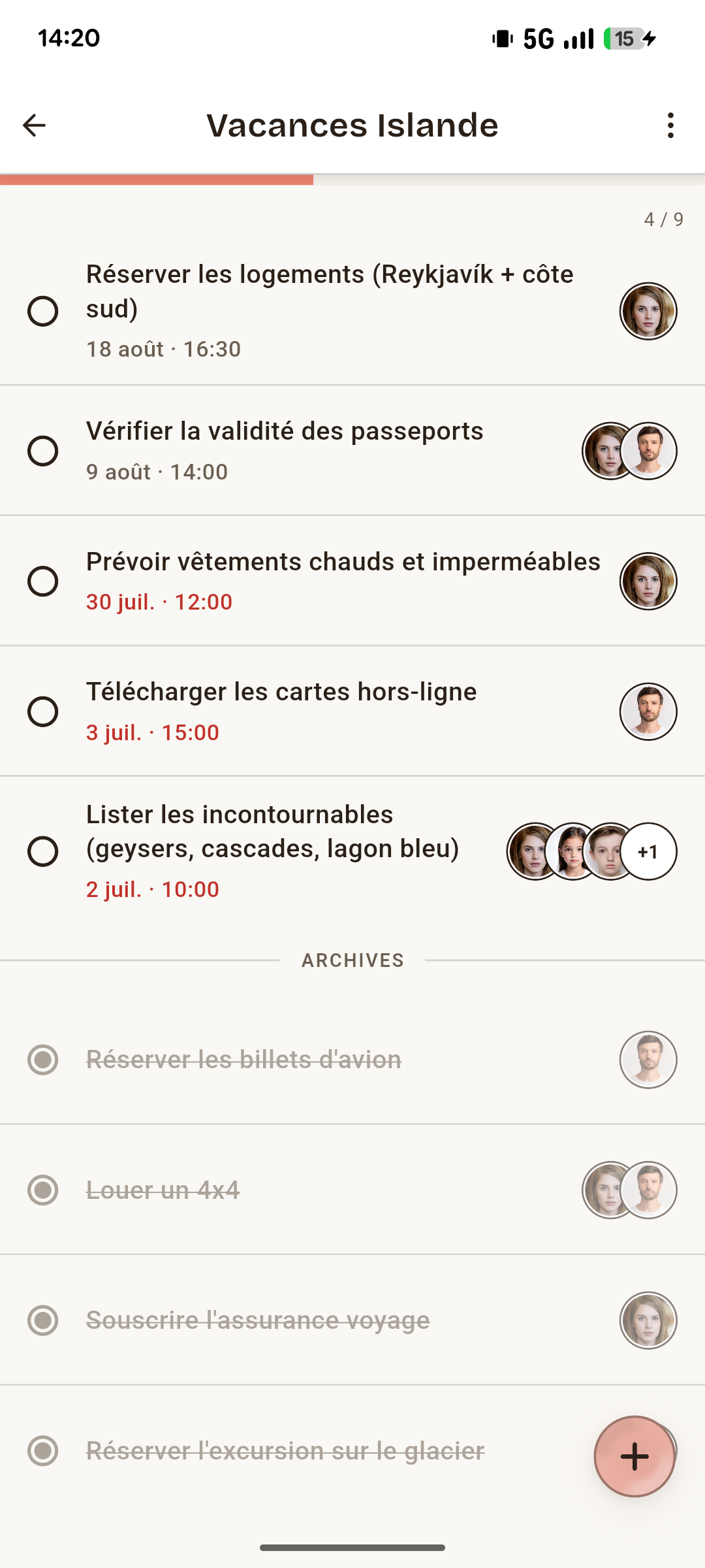 L'écran Todo de Sumika